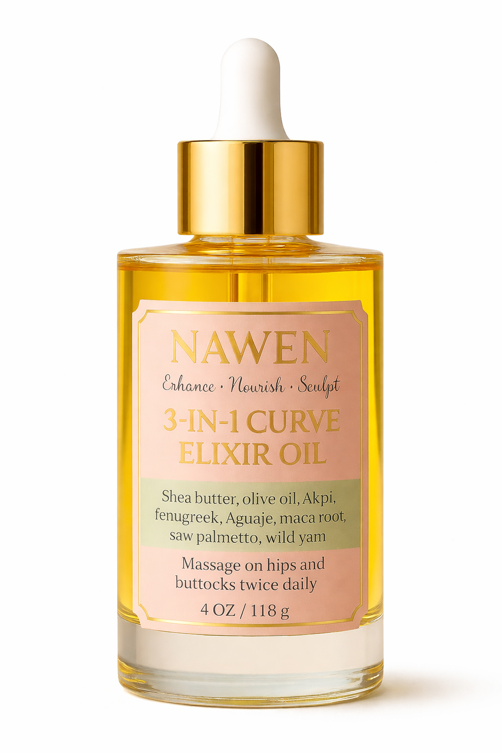 3-in-1 curve elixir oil showcasing ingredients for curve enhancement body oil benefits